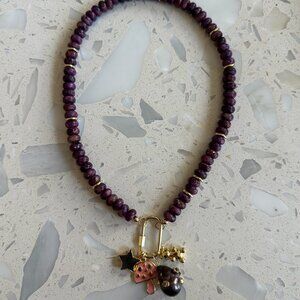 Purple agate necklace with charms